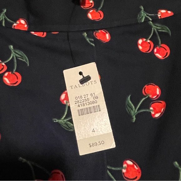 Talbots Navy Flouncy Skirt with Cherry Pattern NWT - Picture 2 of 3